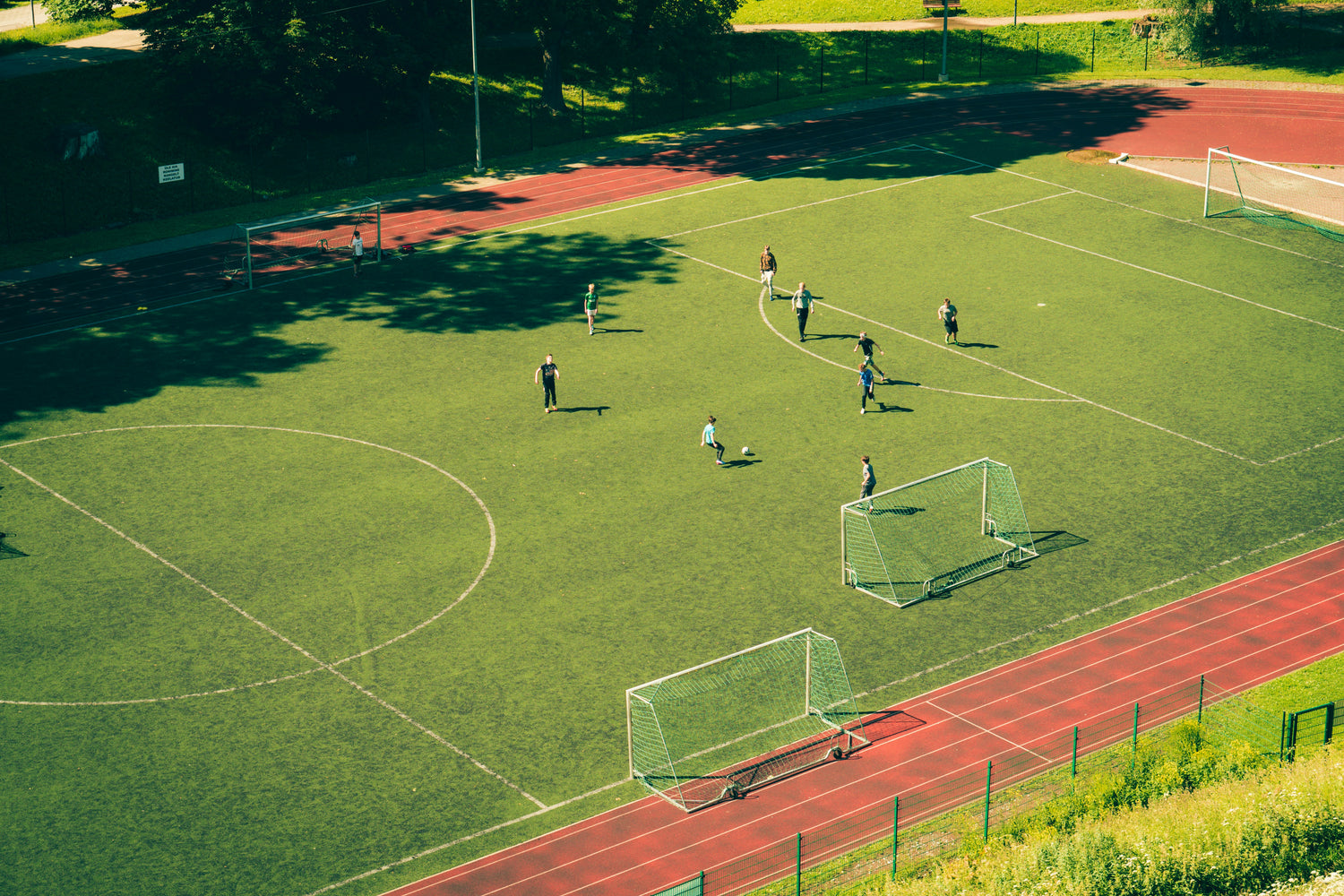 Soccer game being played on a field